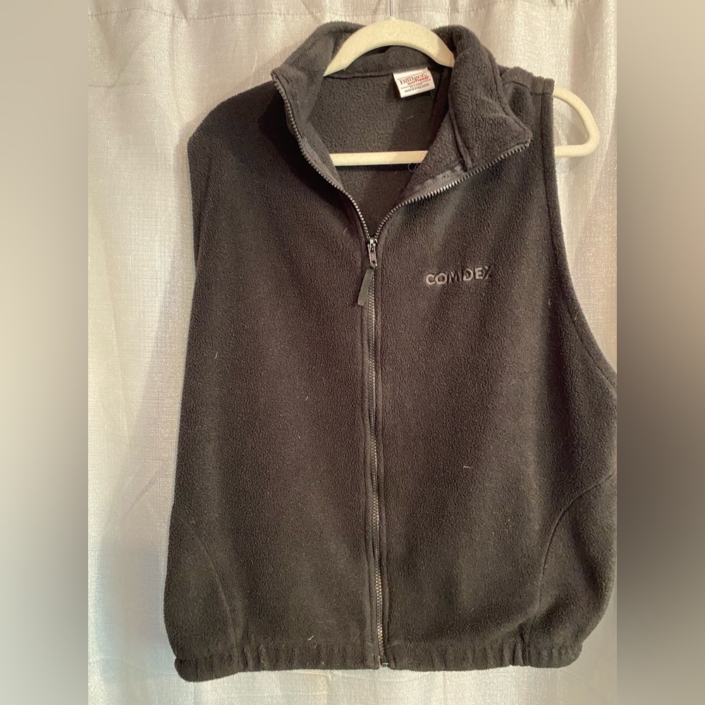 VTG. Badger Sportswear Black Fleece Vest comdex size XL promo vest for tradeshow